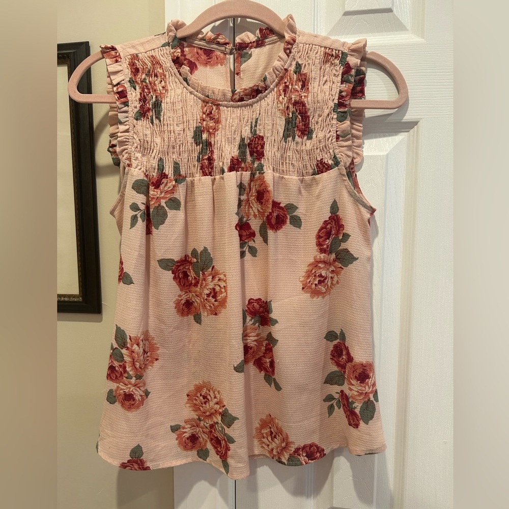 Dusty Pink Floral Sleeveless Top
